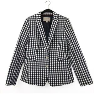 {Banana Republic} Navy & White Gingham Blazer, 10